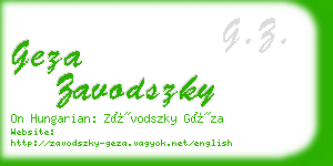 geza zavodszky business card